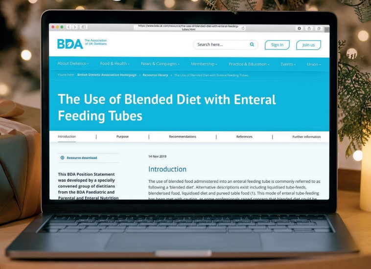 The use of blended diet with enteral feeding tubes